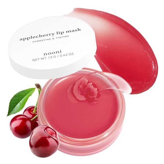 NOONI Vegan Applecherry Lip Mask Overnight – Hydrating Lip Balm & Butter with Shea Butter & Vitamins | Soothing Moisturizer, Softening Treatment for Dry Lips, 0.42 oz