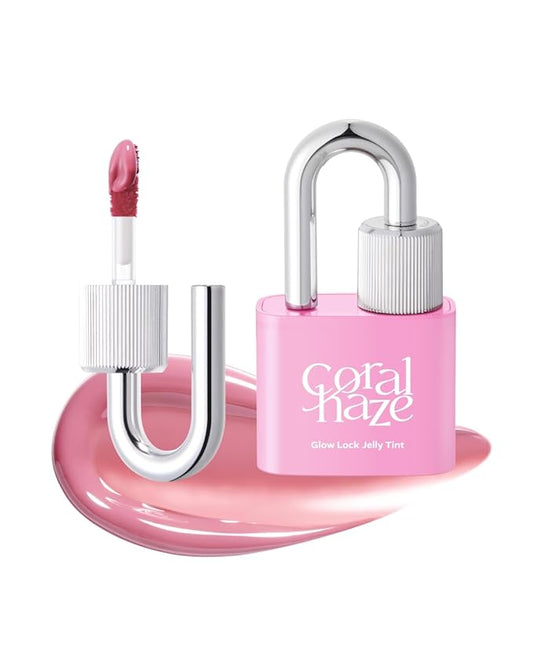 CORLAHAZE Glow Lock Jelly Tint 113 Peony 4g, Hydrating Jelly Glow Lip Stain, Glass-Like Shine Lip Gloss, Long-Lasting Color, Moisturizing Lip Enhancer, Collectible Lock-Shaped Design, Korean Makeup
