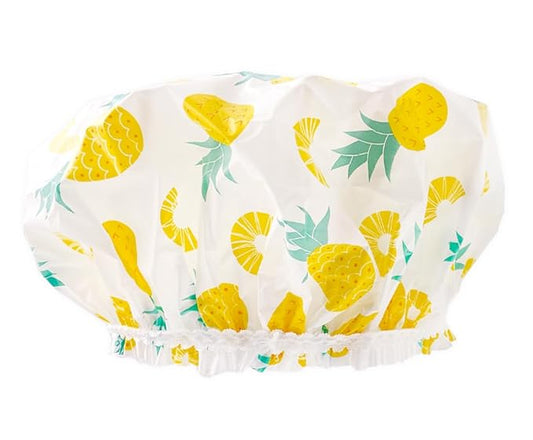 Reusable Vinyl Shower Cap & Bath Cap, Frosted PEVA Elastic Stretch Hem. Multi-Use Waterproof Stretchy Hair Cap for all Hair Lengths - Be A Fineapple Shower Cap for Women