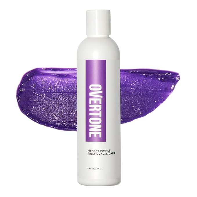 Overtone Daily Color Depositing Conditioner, Vibrant Purple, 8oz, Hydrating, Damage-Free Temporary Hair Color for All Hair Types with Shea Butter & Coconut Oil, Vegan & Cruelty-Free