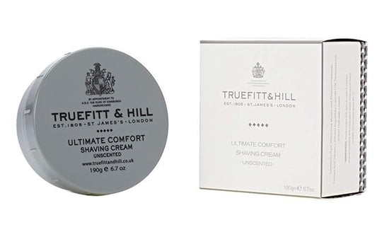 Truefitt & Hill Shaving Cream Bowl - Ultimate Comfort - Premium Glycerin-Based Lather, Smooth Glide, and Hydration for a Luxurious Shave, No Added Fragrance - 6.7 oz.