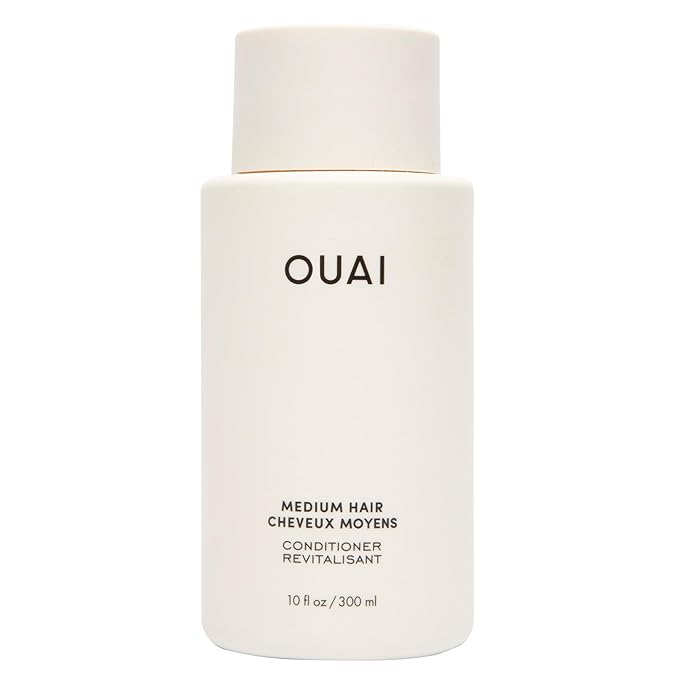 OUAI Medium Conditioner - Hydrating Hair Conditioner with Coconut Oil, Babassu Oil, and Keratin - Strengthens, Repairs and Adds Shine - Paraben and Phthalate Free Hair Care Products (10 Oz)