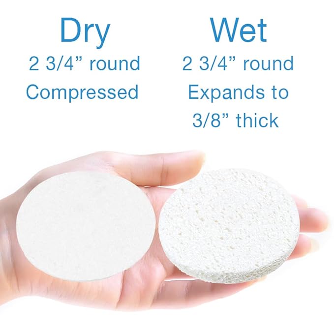 ForPro Professional Collection Premium Compressed Facial Sponges, 50-Count Cellulose Sponges for Facial Cleaning, Exfoliating and Makeup Removal, 2.75" Round, White