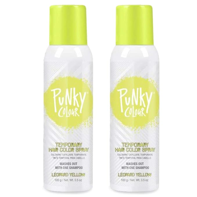 Punky Temporary Hair Color Spray – Leopard Yellow, Instant Vivid Temporary Hair Dye for Women, Wash Out, Hair-Color Spray, 3.5 oz, 2 Pack