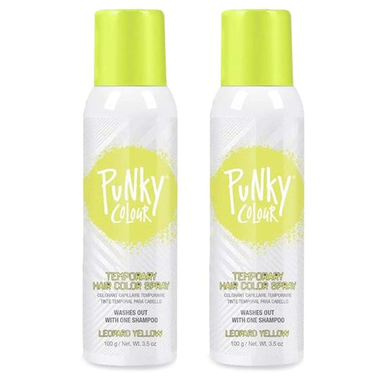 Punky Temporary Hair Color Spray – Leopard Yellow, Instant Vivid Temporary Hair Dye for Women, Wash Out, Hair-Color Spray, 3.5 oz, 2 Pack