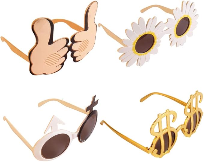 Funny Glasses Party Costume Masks, 12 Pack Cool Shaped Photo Booth Props Sunglasses