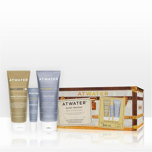 ATWATER Arctic Horizon Holiday 2025 Gift Set – Men’s 3-Piece Skincare Kit with Face Scrub, Eye Cream & Moisturizer, Limited-Edition Winter Hydration