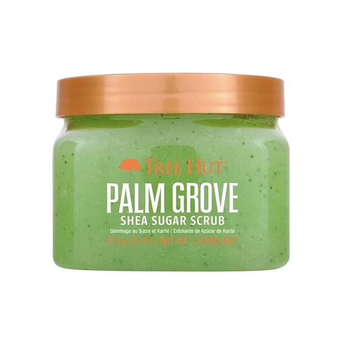 Tree Hut Palm Grove Shea Sugar Scrub, Exfoliating, Hydrating & Moisturizing Body Scrub with Shea Butter & Nourishing Essential Oils, Smooth & Soften Skin, 18 oz