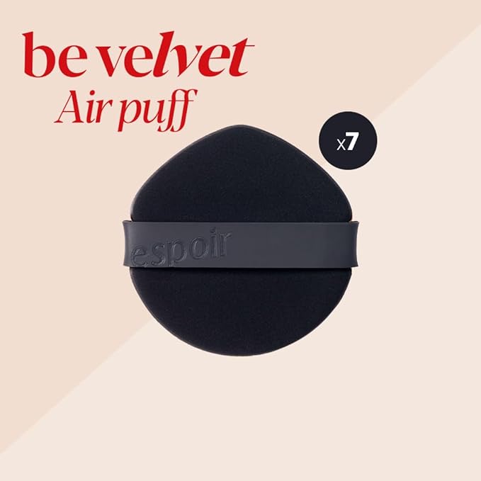 Espoir Be Velvet Air Puff 7pc | Soft & Smooth Sponge Applicator for Flawless and Easy Makeup, Suitable for Cushion and Liquid Foundation, Cream, Powder, Concealer, Round Shape, Korean Base Tools