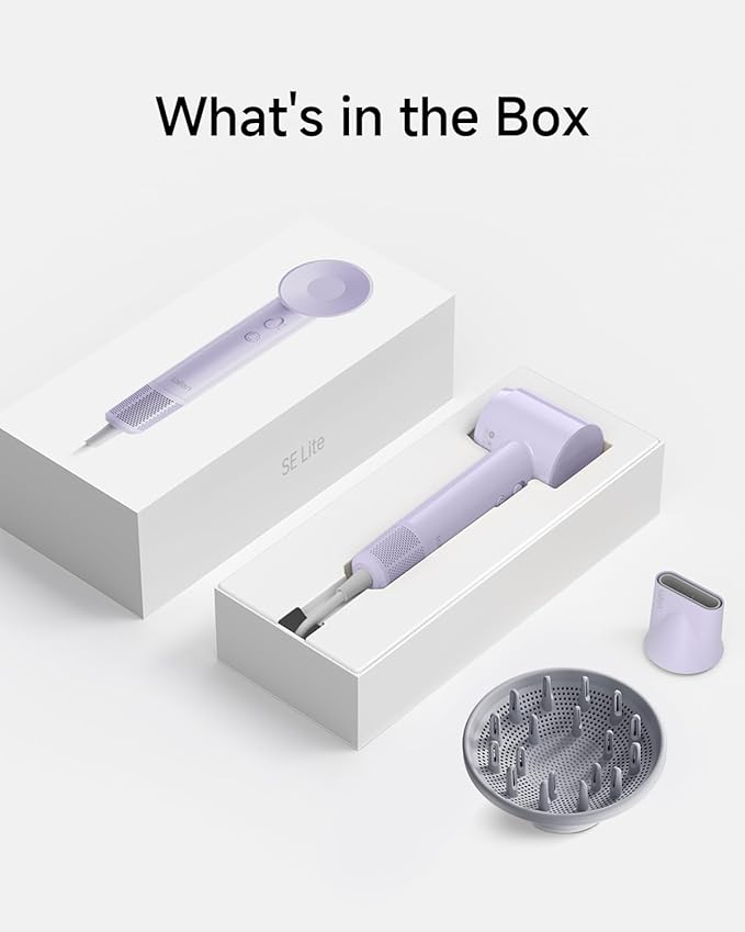 Laifen SE Lite Hair Dryer, Negative Ionic Blow Dryer with 100,000 RPM Brushless Motor for Fast Drying, High-Speed Low Noise Thermo-Control Hair Dryer with Lightweight Design and 2 Nozzles