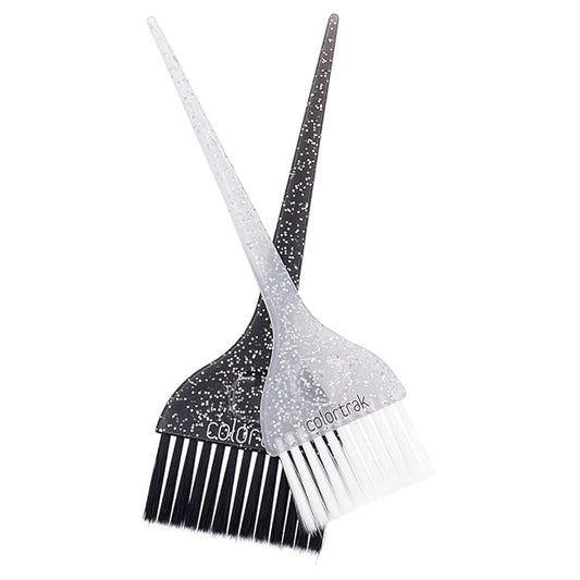 Colortrak Galaxy Glitter 2 Piece Hair Brush Set for Highlighting and Coloring Hair Sections, Includes 1 2.5 Inch Wide Celestial Glow Soft Bristles and 3 Inch Wide Meteor Shower Stiff Bristle Brush