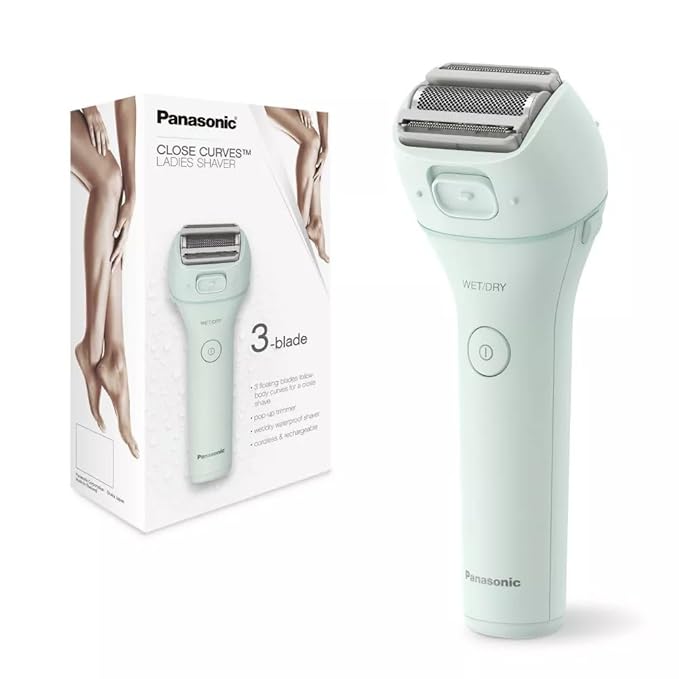 Panasonic Close Curves Electric Razor for Women, Cordless 3-Blade Shaver with Pop-Up Bikini Trimmer, Wet Dry Operation - ES-WL60-G (Green)