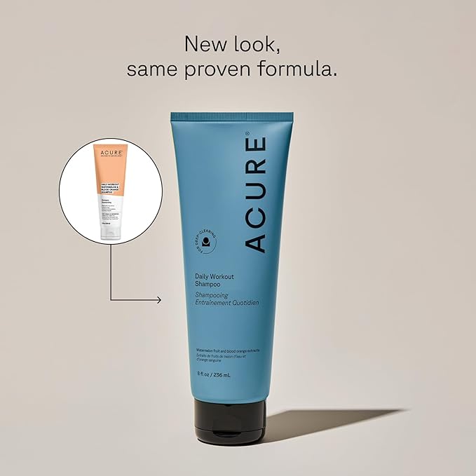 Acure Daily Workout Watermelon Shampoo - Lightweight Hydrating & Clarifying Shampoo for Women & Men w/Oily, Damaged Hair & Dry Scalp, Color Safe, Vegan, Paraben & Sulfate Free - 8 fl oz (2 Pack)