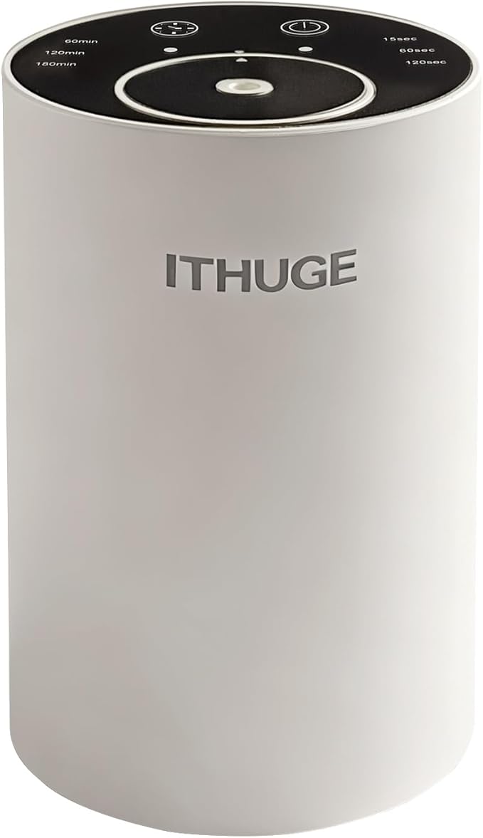 Waterless Essential Oil Diffuser, Portable Aromatherapy Diffuser with 20mL Empty Bottle, Battery Operated Mini Scent Diffuser,3 Mist Levels & Timers, Leak-Free, for Home, Car, Office (E200W)