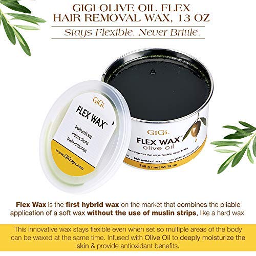 GiGi Olive Oil Flex Soft Wax Hair Removal - Nourishing & Flexible Wax for Smooth Skin, 13oz