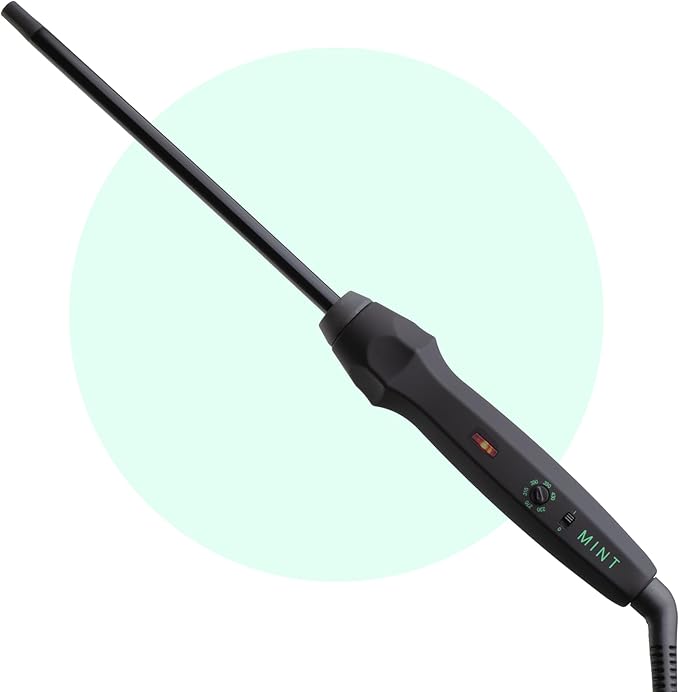MINT Professional Clamp-Free Curling Wand 3/8 Inch for Long Hair | Extra Long Curl Wand 4-Heater Ionic Ceramic Tourmaline Barrel | Best Curling Wands | Adjustable 230-430°F | Worldwide Dual Voltage