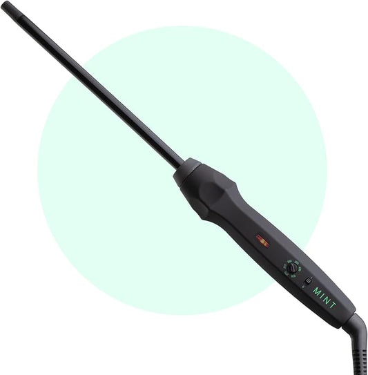 MINT Professional Clamp-Free Curling Wand 3/8 Inch for Long Hair | Extra Long Curl Wand 4-Heater Ionic Ceramic Tourmaline Barrel | Best Curling Wands | Adjustable 230-430°F | Worldwide Dual Voltage