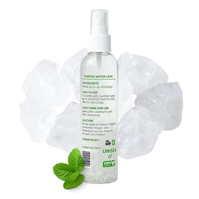 2 Bottles - Natural Crystal Piedra Alumbre Deodorant Spray – Refillable 80g (2.82oz) Each - Potash Alum Mist for Women, Men & Teens – With Real Alum Stones – Aluminum-Free, Long-Lasting