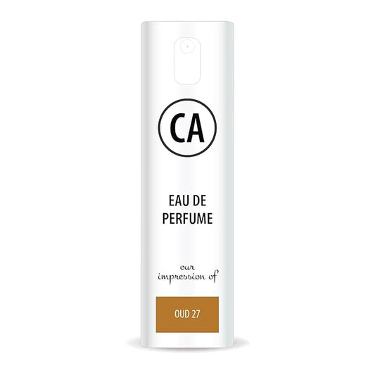 CA Perfume Impression of Oud 27 Unisex Eau De Parfum Amber Woody Scent Long Lasting Unisex Fragrance Travel Size TSA Ready for Day and Night Wear 0.33 Fl Oz 10ml