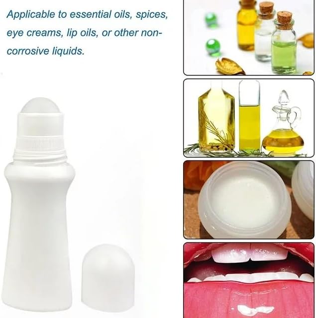 4 Pcs White 75ml Empty Refillable Roller Bottle Plastic Roll On Bottles Reusable Rollerball Bottles DIY Deodorant Containers with Roller Ball，Refillable Containers，Refillable Cosmetic Roller Bottles