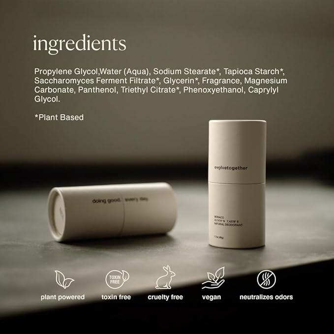 evolvetogether Aluminum Free Natural Deodorant Duo for Women & Men | Geranium & Jasmine | Neutralizes Odors, Soothes Skin | Vegan, Cruelty-Free, Baking Soda Free | Made in USA (Taormina, 1.69 Oz)