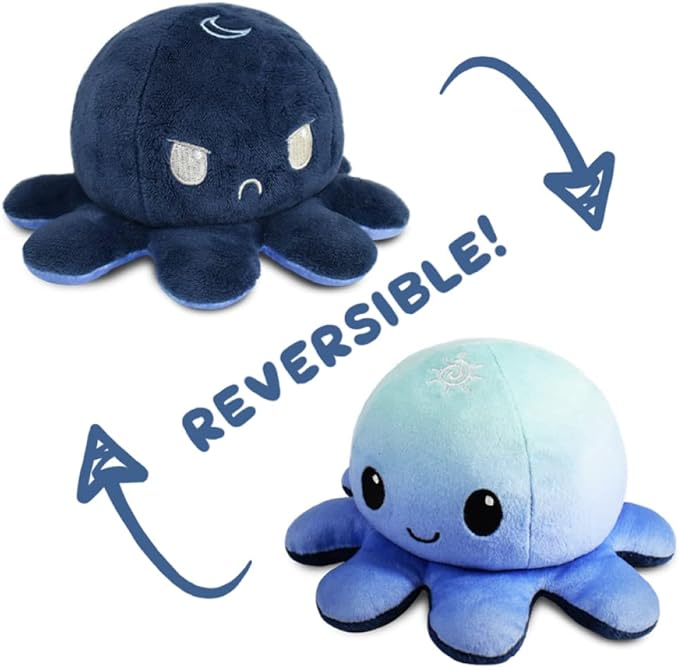 TeeTurtle - The Original Reversible Octopus Plushie - Day + Night - Cute Sensory Fidget Stuffed Animals That Show Your Mood
