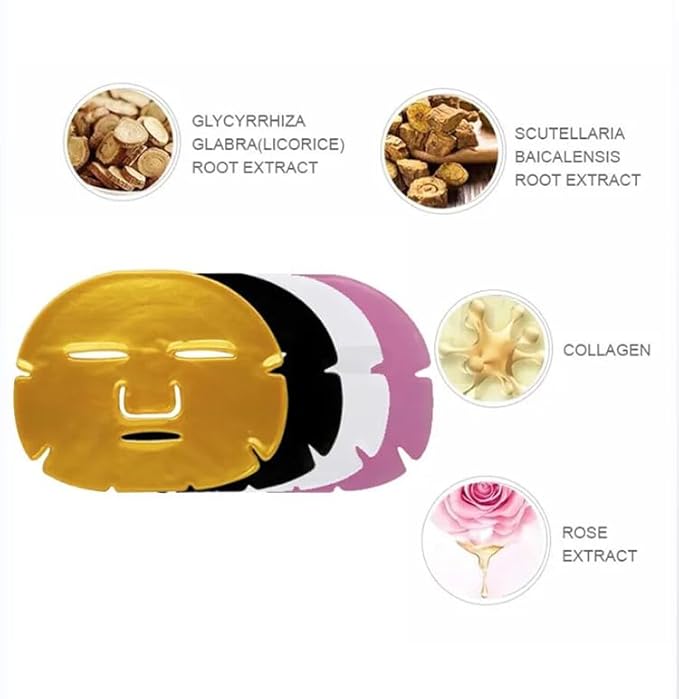24 K Gold Collagen Face Sheet Mask (15 PCS) - Collagen Anti-Aging Korean Face Sheet Mask for All Skin Types - Facial Sheets of Luxury with Collagen (24K Gold)