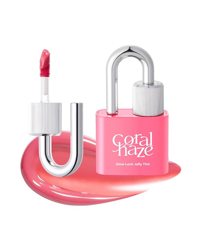 CORLAHAZE Glow Lock Jelly Tint 102 Candy 4g, Hydrating Jelly Glow Lip Stain, Glass-Like Shine Lip Gloss, Long-Lasting Color, Moisturizing Lip Enhancer, Collectible Lock-Shaped Design, Korean Makeup