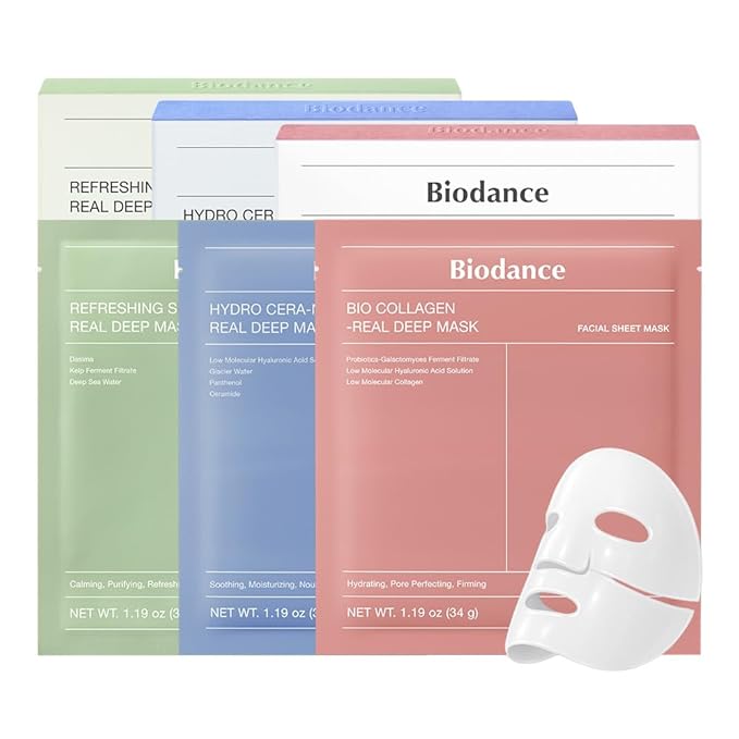 BIODANCE Total Solution Trio: Bio Collagen & Ceramide Panthenol & Sea Kelp Real Deep Mask Set, Firming, Hydrating, Claming Kit, Korean Skincare Set, Christmas Gift Stocking Stuffers for teen girls