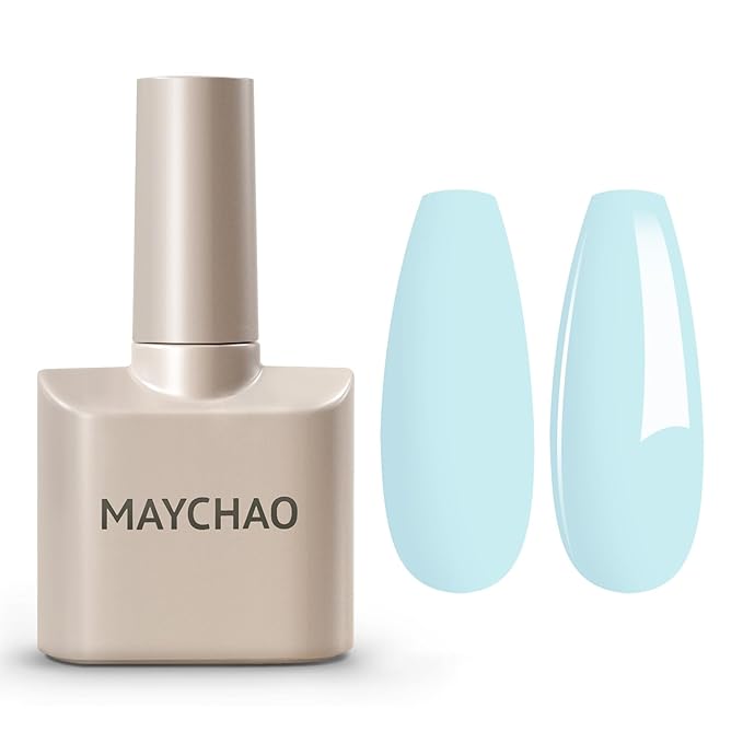 MAYCHAO 15ML Sky Blue Gel Nail Polish 1Pc Light Blue Gel Polish Soak Off UV LED Nail Polish Nail Art Starter Manicure Salon DIY at Home, 0.5 OZ
