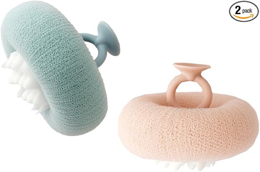 2 Pack Bath Body Brush,Exfoliating Body Scrubber,Bath Sponge Brush to Scrub The Body and Enjoy The Shower(Pink&Blue)…