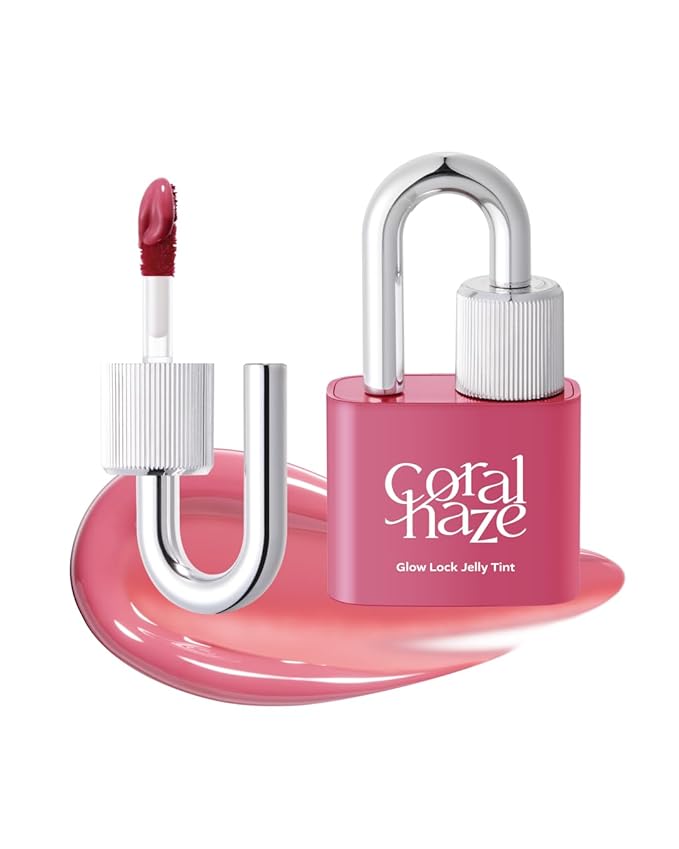 CORLAHAZE Glow Lock Jelly Tint 105 Harmony 4g, Hydrating Jelly Glow Lip Stain, High-Shine, Long-Lasting Color Moisturizing Lip Enhancer with Rosehip Oil, Collectible Lock-Shaped Design, Korean Makeup