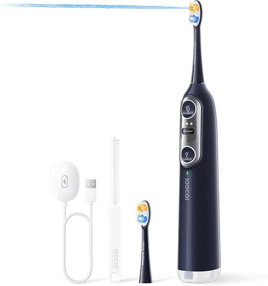 Soocas NEOS II - Electric Toothbrush with Water Flosser, Sonic Electric Toothbrush for Adults, Cordless Water Flosser for Travel, Portable Oral Irrigator, Up to 100% Plaque Removal, Dark Violet