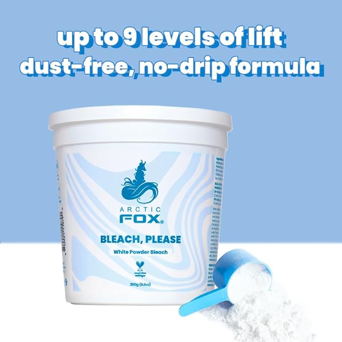 Arctic Fox Bleach Please White Powder Hair Bleach, Lifts Up to 9 Levels, Dust-Free, Vegan & Cruelty-Free, Quick-Acting Formula for Platinum Blonde, All Hair Types, 8.8 oz Tub