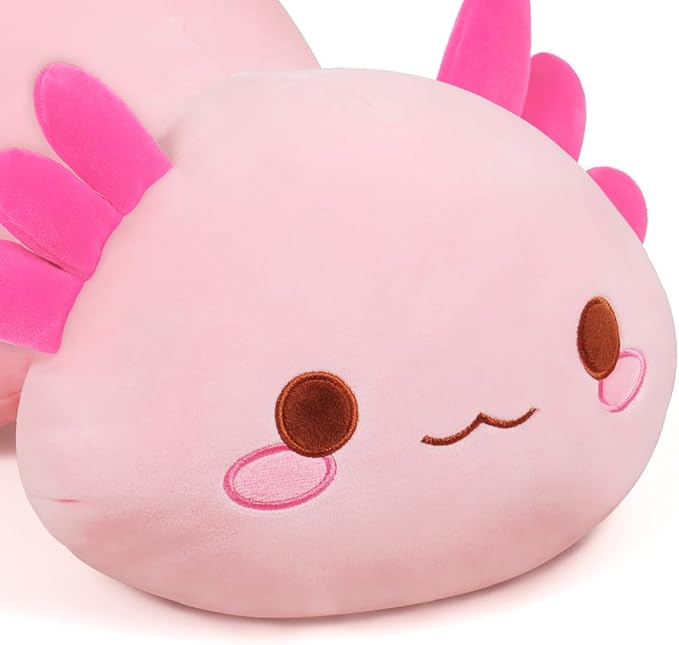Pink Axolotl Plush Pillow Cute and Soft Axolotl Stuffed Animal Kawaii Plushie Toy Great Gift for Kids and Adult, 19.7"