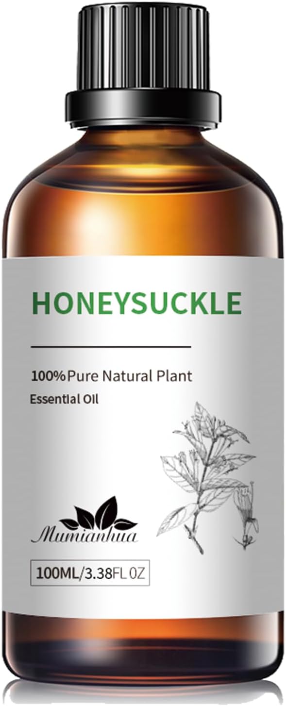 Pure Honeysuckle Essential Oil,Mumianhua Natural Honeysuckle Oil for Humidifier, Sweet Relaxation, Evening Serenity, Floral Diffusion, Laundry, Reed Diffuser, Skin,Candles,Perfume Crafts 3.38 Fl Oz