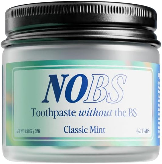 NOBS (No Bad Stuff) Toothpaste Tablets - Nano Hydroxyapatite, Fluoride & Plastic Free, Eco & Travel Friendly - Remineralize with NHA (1 Month)