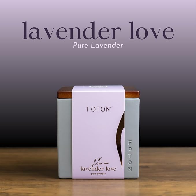 Foton Pearled Candle Multipack Le Cube Concrete Vase Set (2 x 16 Oz) - Lavender Love Scented - Refillable Jar Scented Candle Sand with 15 Wicks Each - Natural Non-Toxic Decorative Candles for Home