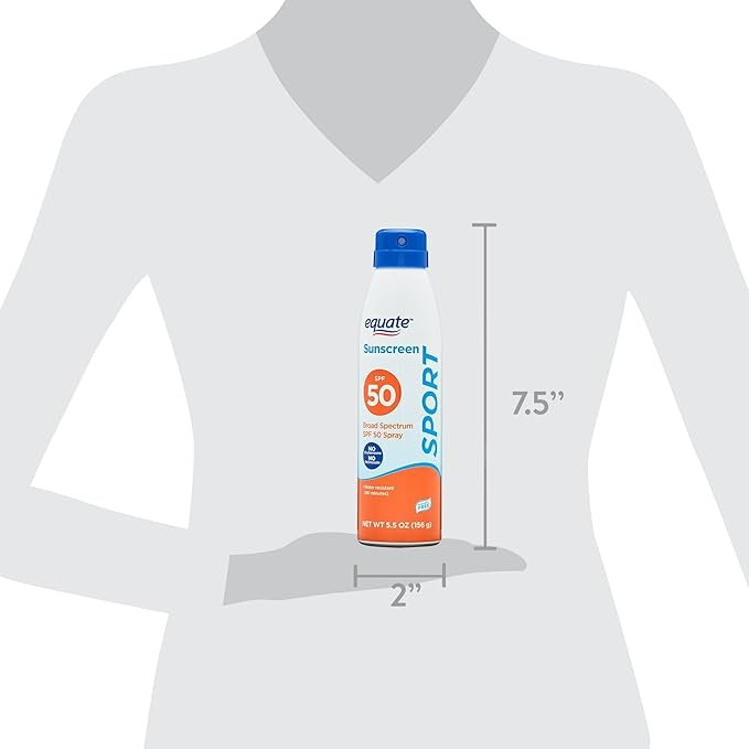 Equate Sunscreen SPF 50- Sport Broad Spectrum Spray (pack of 1), Set By Basket Goods