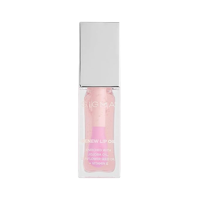 Sigma Beauty Renew Lip Oil – Tinted Lip Oil with Luxurious High-Shine Color and Long Lasting Hydration for Soft, Supple Lips, Non Sticky Lips Oil with Nourishing Antioxidants (Hush, Clear Pink Sheen)