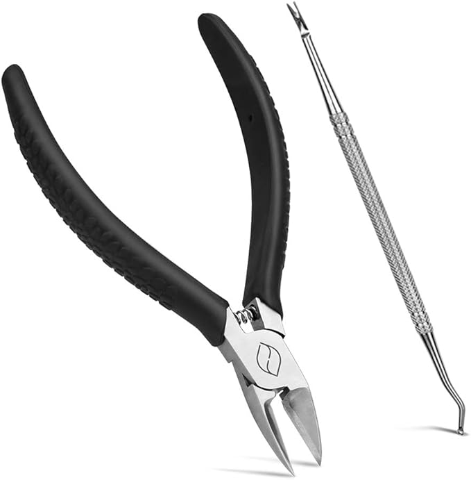 FERYES Straight Blade Toenail Clippers with Toenail Lifter and Fork - Toe Nail Clipper for Thick Toenails - 2 in 1 Ingrown Toenail Tools Kit