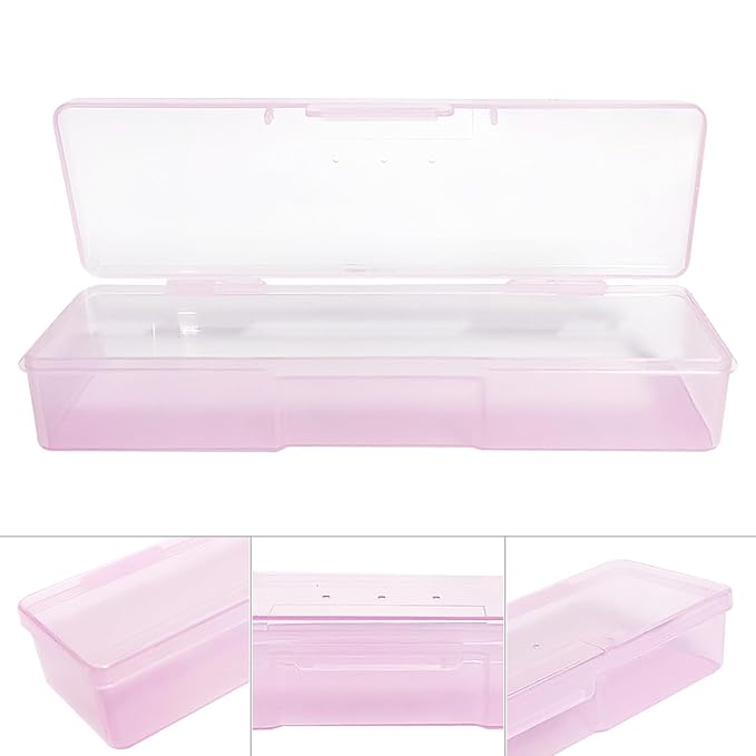 Plastic Nail Storage Manicure Tool Box, 4PCS Storage Personal Box Nail Implement Storage Box Organizer Case Box for Nail Art Pedicure Supply (Pink-4pcs, Small)