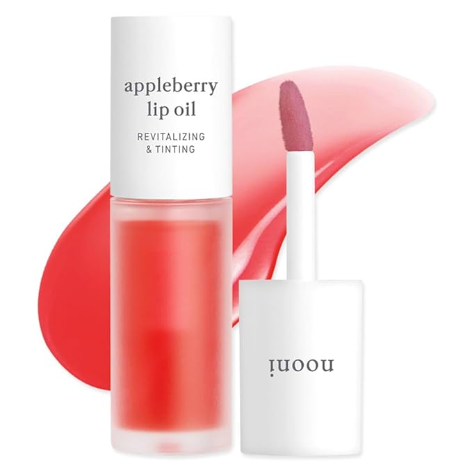 NOONI Korean Lip Oil - Appleberry | Long-Lasting, Moisturizing, Plumping, Revitalizing for Dry Lips, Waterproof, No Peel Off, Hydrating, Nourishing Crystal Clear, Stocking Stuffers, 0.12 FL Oz