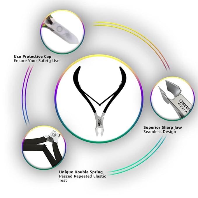 Professional Cuticle Trimmer Nail Cuticle Cutter Stainless Steel Cuticle Nippers with Sharp Blades of Cuticle Remover Clippers Manicure Tools Double Spring for Nail Care Pedicure Nail Tools (Black)