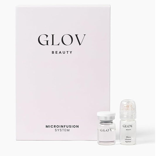 Glov Beauty Micro Infusion System for Face & Lips – 0.25mm 24k Gold Cosmetic Facial Stamp with Hyaluronic Acid, Collagen Peptides & Licorice Root Serum Ampoules (2x Infusion Application, 6x Serums)