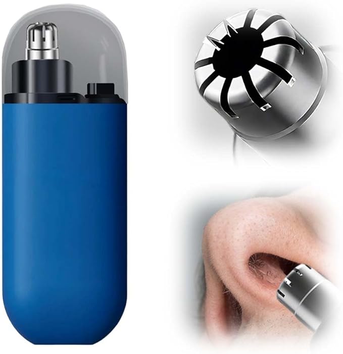 Drkicsy Rechargeable Portable Nose Hair Trimmer for Men and Women, Electric Nose Hair Remover Nasal Hair Cutter Shaver (Blue)