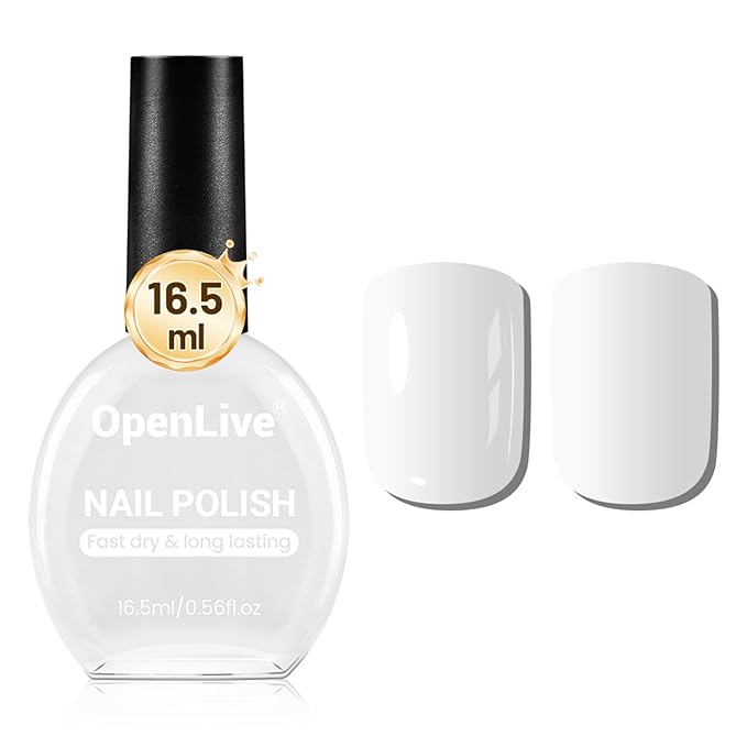 16.5ml White Nail Polish Large Volume Quick Drying Nail Polish, Fast Drying and Long Lasting Color Nail Art DIY Home Manicure Gift for Women