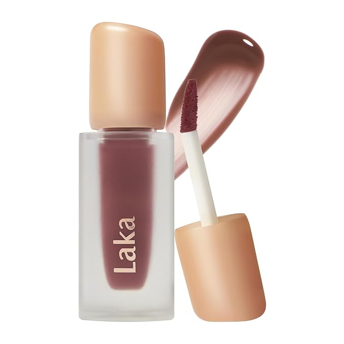 Laka Fruity Glam Tint, 4.5g/0.15oz, Glowing Lip Stain with Wide Color Spectrum, Hydrating & Lightweight Texture, Long-Lasting Bold Stain, Non-Sticky, Vegan, K-Beauty (#121 Ashnut)