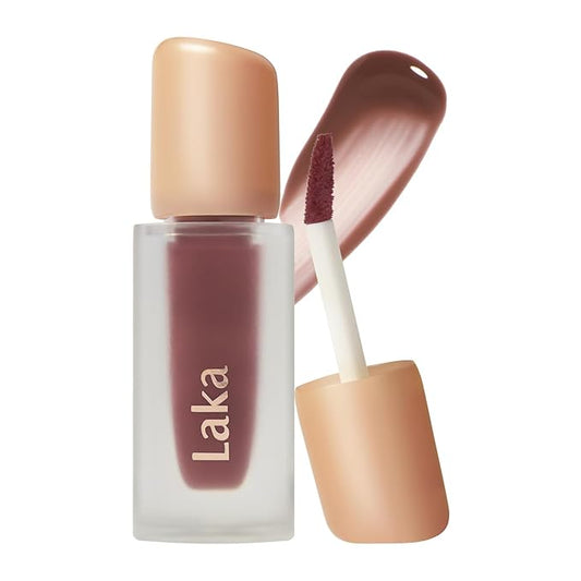 Laka Fruity Glam Tint, 4.5g/0.15oz, Glowing Lip Stain with Wide Color Spectrum, Hydrating & Lightweight Texture, Long-Lasting Bold Stain, Non-Sticky, Vegan, K-Beauty (#121 Ashnut)