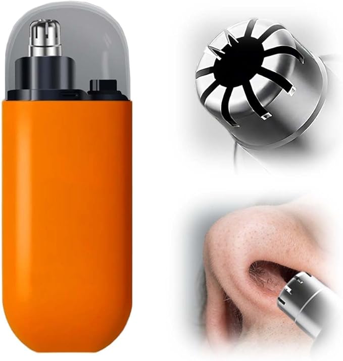Drkicsy Rechargeable Portable Nose Hair Trimmer for Men and Women, Electric Nose Hair Remover Nasal Hair Cutter Shaver (Orange)